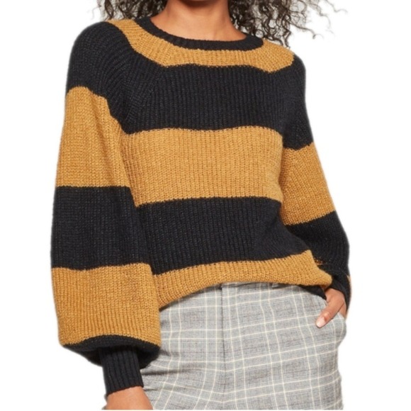 Who What Wear Sweaters - Who What Wear orange & black chunky striped sweater boxy oversized cozy grunge‎